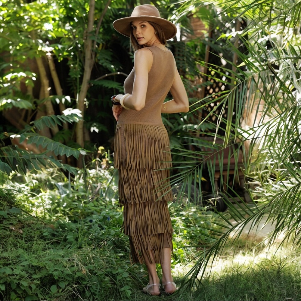 Fringe Detail Knit Tank Dress - Picture 4 of 10